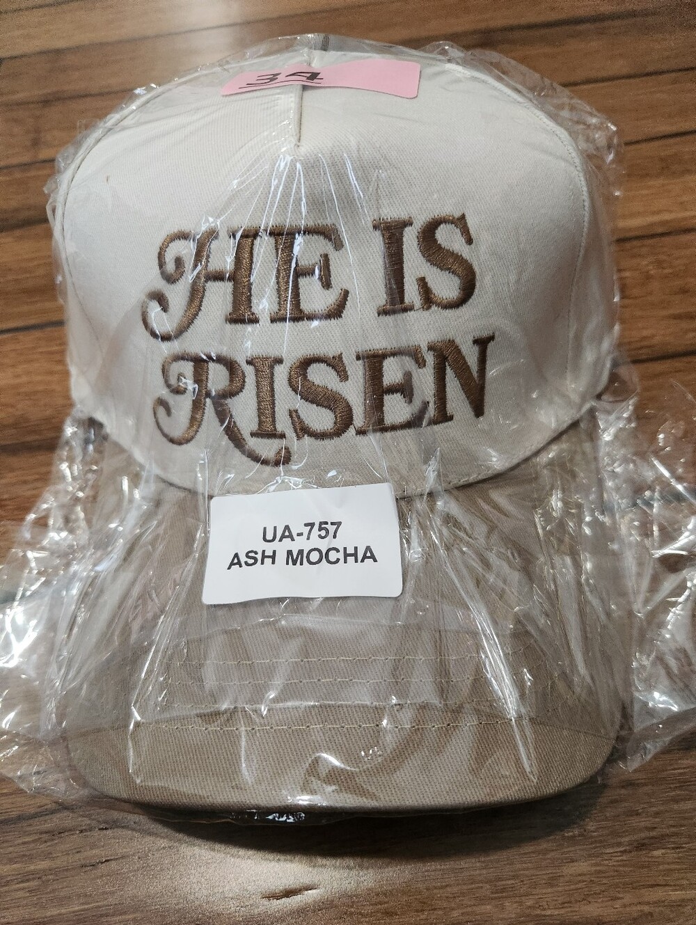 He Is Risen Embroidered Baseball Cap - Ash Mocha